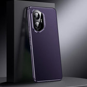 For Honor 300 Genuine Leather PC Phone Case(Dark Purple)