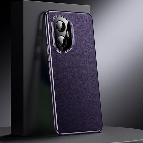 For Honor 300 Genuine Leather PC Phone Case(Dark Purple)