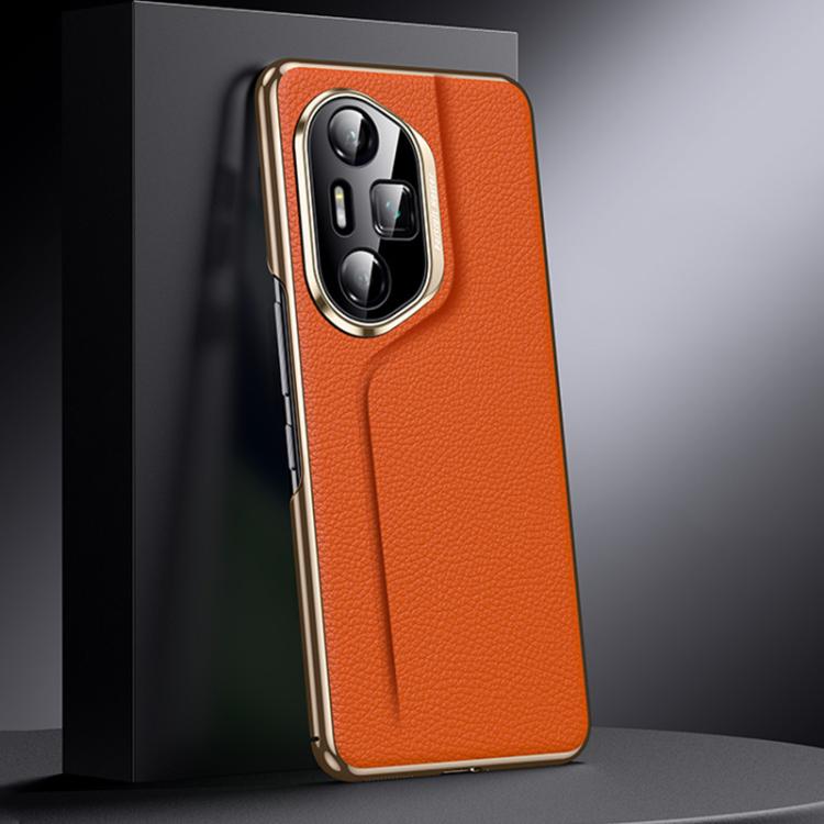 For Honor 300 Pro Genuine Leather PC Phone Case(Orange)