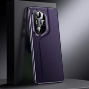 For Honor 300 Pro Genuine Leather PC Phone Case(Dark Purple)