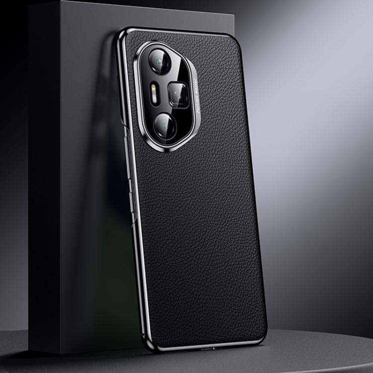For Honor 300 Ultra Genuine Leather PC Phone Case(Black)