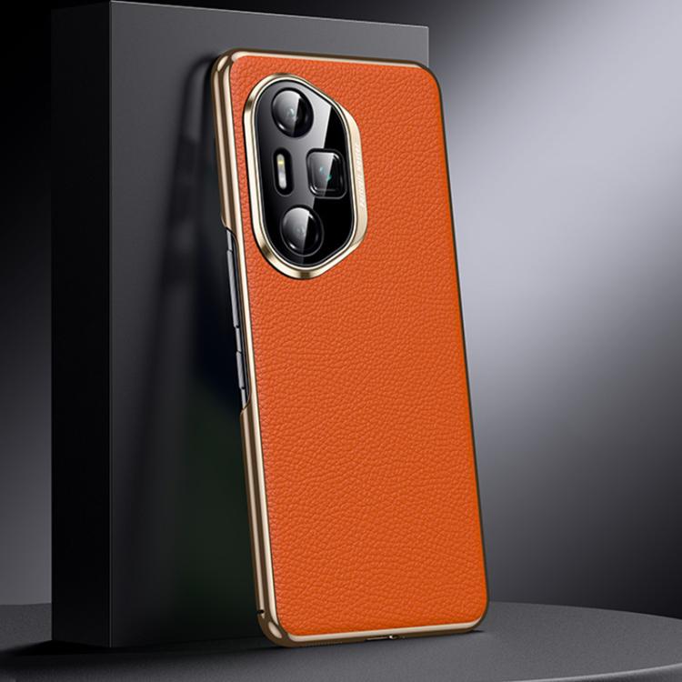 For Honor 300 Ultra Genuine Leather PC Phone Case(Orange)