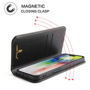For iPhone 16 Pro Max Fierre Shann Cowhide Leather Flip Leather Phone Case(Black)