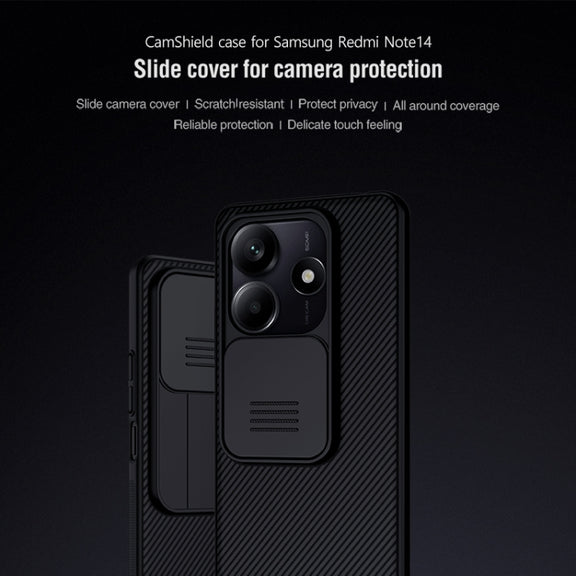 For Redmi Note 14 5G NILLKIN Black Mirror Series Camshield PC Phone Case(Black)