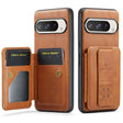 For Google Pixel 9 Pro XL Fierre Shann Oil Wax Cow Leather Card Holder Back Phone Case(Brown) - Google Cases by FIERRE SHANN | Online Shopping South Africa | PMC TechLife | Buy Now Pay Later Mobicred