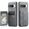 For Google Pixel 9 / 9 Pro Fierre Shann Oil Wax Cow Leather Card Holder Back Phone Case(Grey) - Google Cases by FIERRE SHANN | Online Shopping South Africa | PMC TechLife | Buy Now Pay Later Mobicred