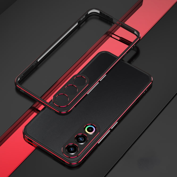 For Meizu 21 Aurora Series Lens Protector + Metal Frame Phone Case(Black Red)
