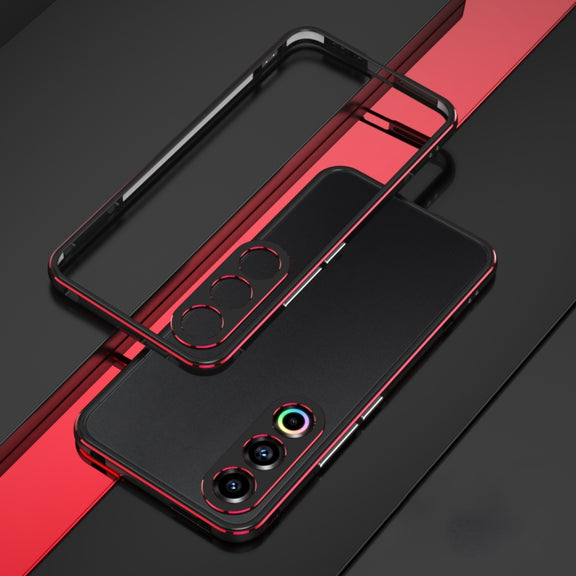 For Meizu 21 Aurora Series Lens Protector + Metal Frame Phone Case(Black Red)
