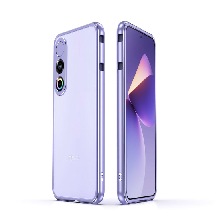 For Meizu 21 Aurora Series Lens Protector + Metal Frame Phone Case(Purple Silver)