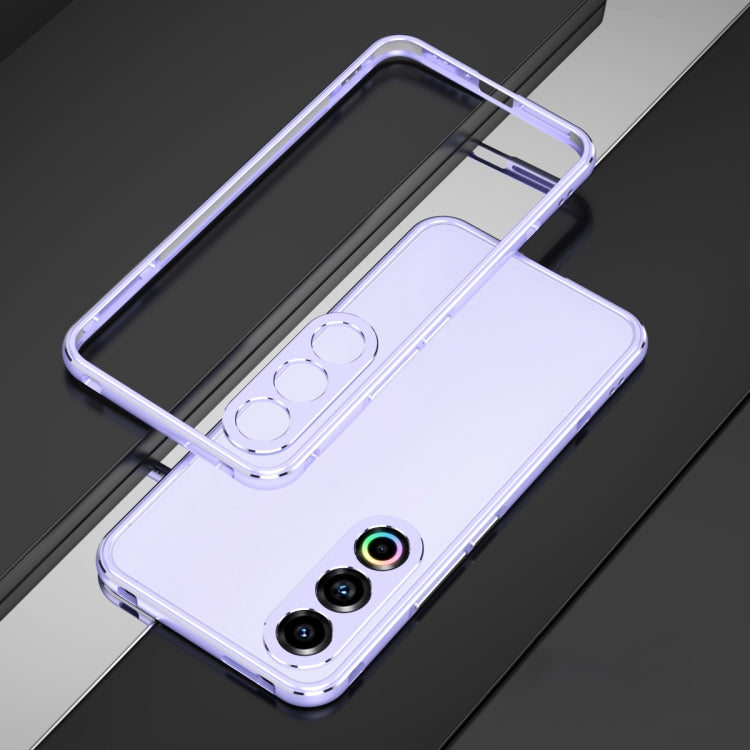 For Meizu 21 Aurora Series Lens Protector + Metal Frame Phone Case(Purple Silver)