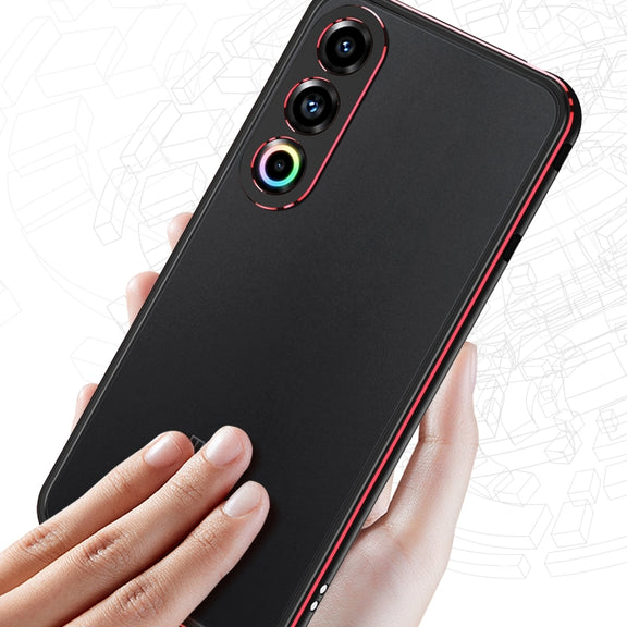 For Meizu 21 Aurora Series Lens Protector + Metal Frame Phone Case(Purple Silver)