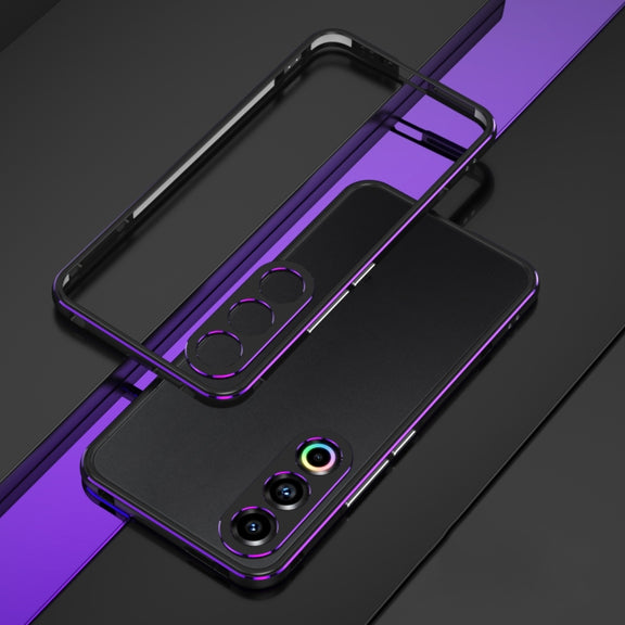 For Meizu 21 Aurora Series Lens Protector + Metal Frame Phone Case(Black Purple)