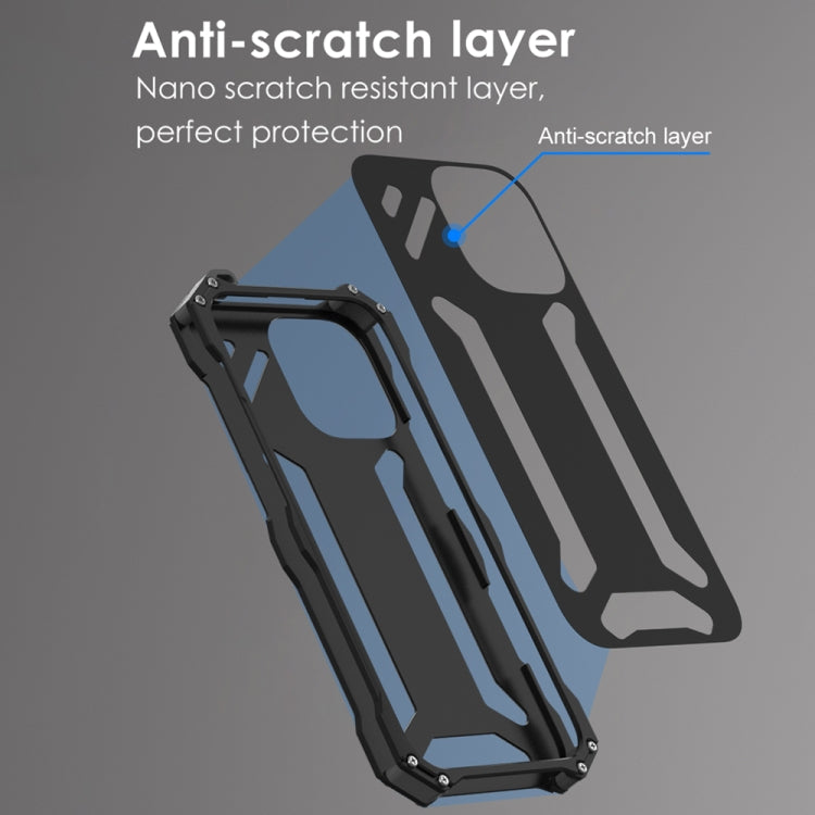 For iPhone 16 Pro Max R-JUST RJ-17 Shockproof Armor Hollow Metal Phone Case(Black)