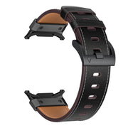 For Samsung Galaxy Watch Ultra 47mm Mecha Style Leather Watch Band(Black Napa)