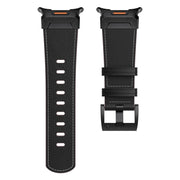 For Samsung Galaxy Watch Ultra 47mm Mecha Style Leather Watch Band(Black Napa)
