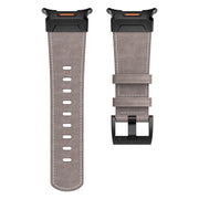 For Samsung Galaxy Watch Ultra 47mm Mecha Style Leather Watch Band(Light Grey Oil Wax)