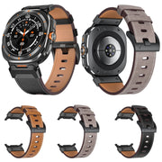 For Samsung Galaxy Watch Ultra 47mm Mecha Style Leather Watch Band(Black Napa)