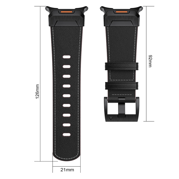 For Samsung Galaxy Watch Ultra 47mm Mecha Style Leather Watch Band(Dark Brown)