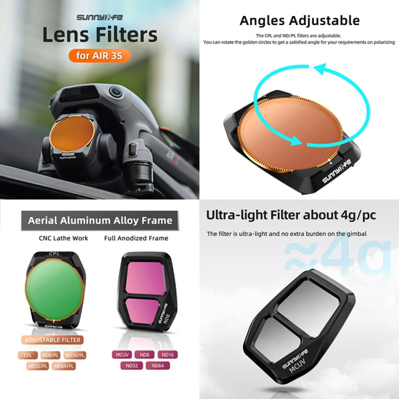 For DJI Air 3S Sunnylife Camera Lens Filter, Filter:ND32PL