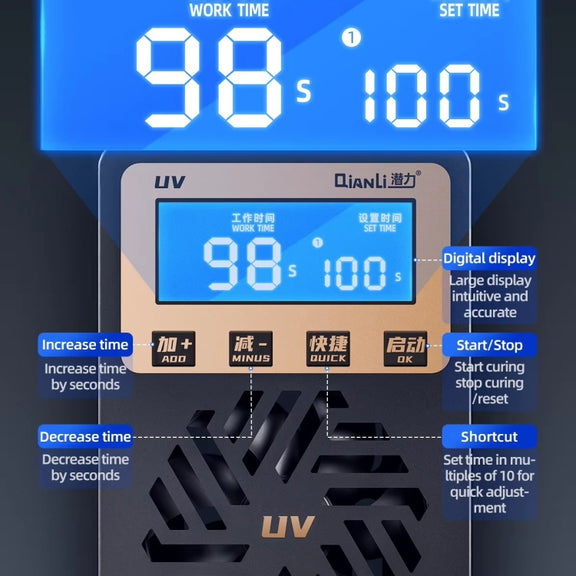 Qianli UVC17 7 inch Integrated UV Curing Lamp with Timing Function, Plug:US Plug