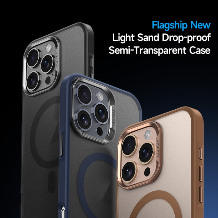 For iPhone 16 Plus SULADA Light Sand MagSafe Magnetic PC Hybrid TPU Phone Case(Black)