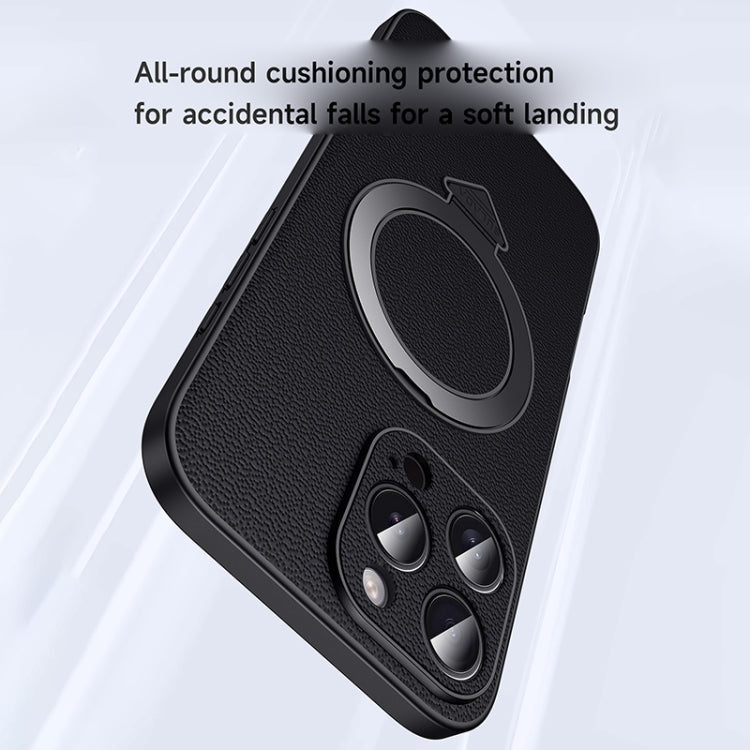 For iPhone 16 Plus SULADA Top Grain Leather MagSafe Magnetic Holder Phone Case(Black)
