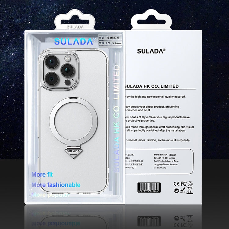 For iPhone 16 SULADA Transparent MagSafe Magnetic Holder Phone Case