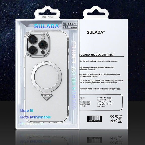 For iPhone 16 Pro Max SULADA Transparent MagSafe Magnetic Holder Phone Case