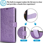 For Samsung Galaxy S25 5G Peony Flowers Imprint Leather Phone Case(Purple)