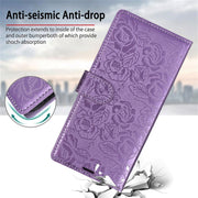 For Samsung Galaxy S25 5G Peony Flowers Imprint Leather Phone Case(Purple)