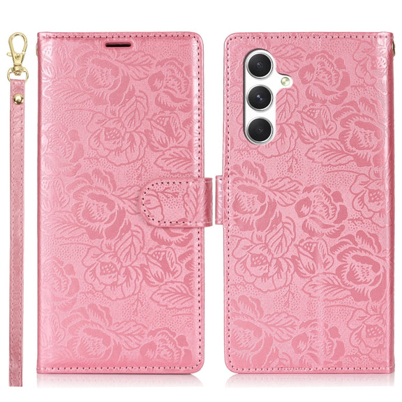 For Samsung Galaxy S25 5G Peony Flowers Imprint Leather Phone Case(Pink)