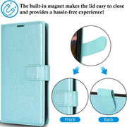 For Samsung Galaxy S25 5G Peony Flowers Imprint Leather Phone Case(Sky Blue)