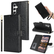 For Samsung Galaxy S25+ 5G Peony Flowers Imprint Leather Phone Case(Black)