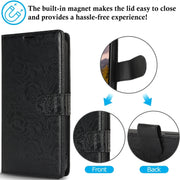 For Samsung Galaxy S25+ 5G Peony Flowers Imprint Leather Phone Case(Black)