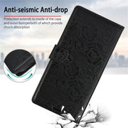For Samsung Galaxy S25+ 5G Peony Flowers Imprint Leather Phone Case(Black)