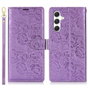 For Samsung Galaxy S25+ 5G Peony Flowers Imprint Leather Phone Case(Purple)