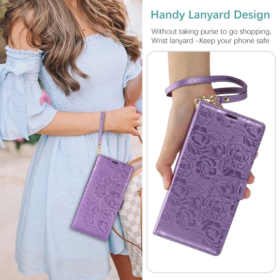 For Samsung Galaxy S25+ 5G Peony Flowers Imprint Leather Phone Case(Purple)