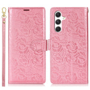 For Samsung Galaxy S25+ 5G Peony Flowers Imprint Leather Phone Case(Pink)