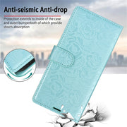 For Samsung Galaxy S25+ 5G Peony Flowers Imprint Leather Phone Case(Sky Blue)