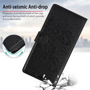 For Samsung Galaxy S25 Ultra 5G Peony Flowers Imprint Leather Phone Case(Black)