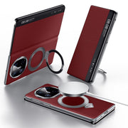 For Huawei Mate X6 SULADA Smart View Window MagSafe Magnetic Holder Leather Phone Case(Red)