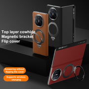For Huawei Mate X5 / X3 SULADA Smart View Window MagSafe Magnetic Holder Leather Phone Case(Black)