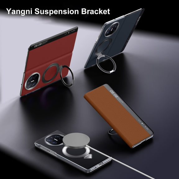 For Huawei Mate X6 SULADA Smart View Window MagSafe Magnetic Holder Leather Phone Case(Red)