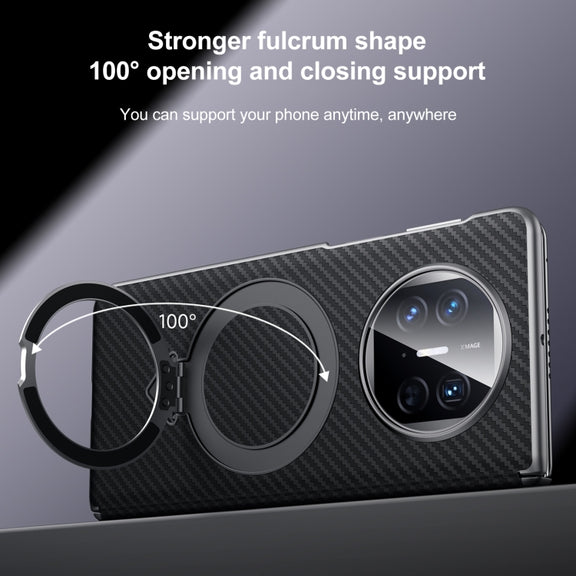 For Huawei Mate X6 SULADA Kevlar Texture MagSafe Magnetic Holder Phone Case(Black)