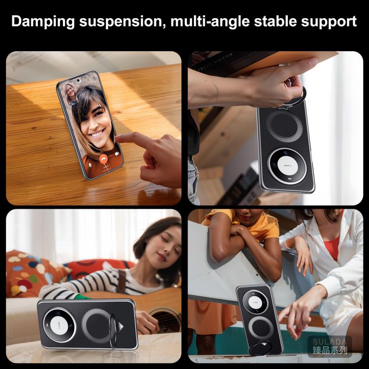 For Huawei Mate 60 Pro / Mate 60 Pro+ SULADA Top Grain Leather MagSafe Magnetic Holder Phone Case(Green)
