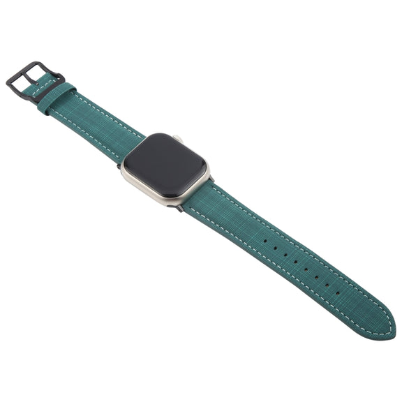 For Apple Watch 46mm / 49mm / 45mm / 44mm Plaid Buckle Microfiber Leather Watch Band(Green)