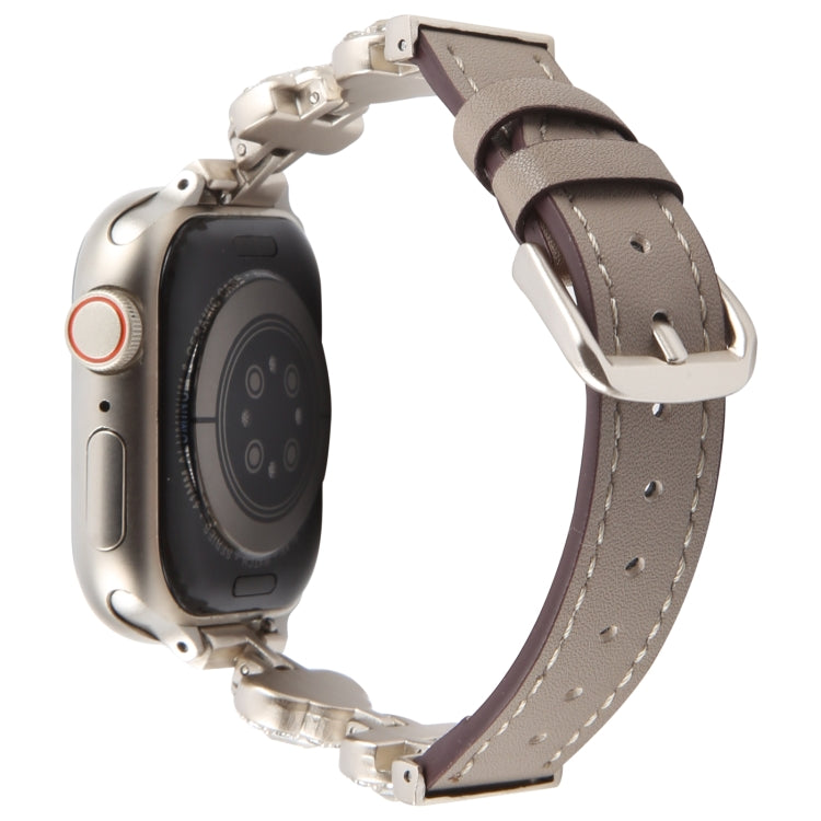 For Apple Watch 46mm / 49mm / 45mm / 44mm Microfiber Leather Diamond Slim Watch Band(Grey)