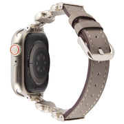 For Apple Watch 46mm / 49mm / 45mm / 44mm Microfiber Leather Diamond Slim Watch Band(Grey)