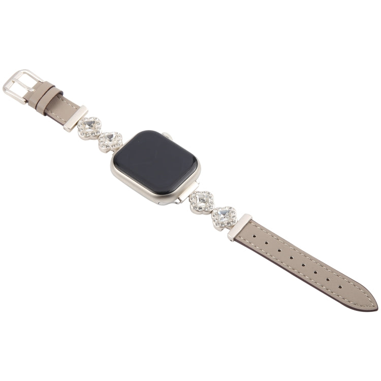For Apple Watch 46mm / 49mm / 45mm / 44mm Microfiber Leather Diamond Slim Watch Band(Grey)