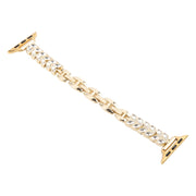 For Apple Watch 42mm / 41mm / 40mm / 38mm Quick Release Leaf Diamond Alloy Slim Watch Band(Gold)